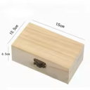 Fából készült tárolódoboz fedéllel 15 x 10,5 x 6,5 cm természetes doboz apróságokhoz ékszerekhez otthoni és asztali rendszerező 2