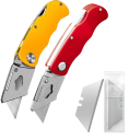 Faca dobrável de 15 cm com lâmina substituível Pequena faca de trabalho com 6 lâminas de substituição Corpo metálico Cortador de cartão Oficina Hobby Exterior 3