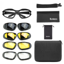 Fahrradbrille mit UV-Schutz und 4 austauschbaren polarisierten Gläsern, klar, rauchgelb, schwarz, Fahrradbrille mit Etui für sportliches Fahren 2