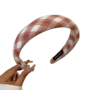 Faixa de cabelo de tecido larga Tamanho universal Padrão xadrez Faixa de moda elástica Acessório capilar feminino 1