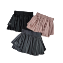 Falda corta deportiva para mujer de color sólido en algodón, poliéster y spandex, falda elástica y cómoda con pantalones cortos interiores 2