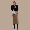 Falda de cuadros con botones para mujer G34 3