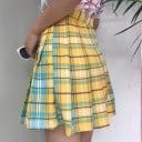 Falda de cuadros plisada para mujer con cintura alta Corte corto en A con pliegues regulares en todo el contorno Patrón de cuadros pastel 4