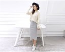 Falda de moda de algodón para mujer - Gris claro 1