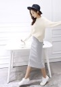 Falda de moda de algodón para mujer - Gris claro 2