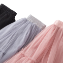 Falda de niña Unicolor con fruncido de encaje Hasta la rodilla Algodón y encaje Falda midi elegante para ocasiones especiales 4