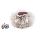 Falda de niña Unicolor con fruncido y lazo Encaje Por encima de la rodilla Algodón Falda festiva con flor en la muñeca 6