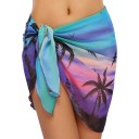 Falda de playa para mujer Sarong corto con atado a un lado Tejido ligero y fluido de poliéster Estampado llamativo en toda la superficie 2