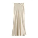 Falda de satén de verano para mujer con cintura alta Elegante falda ancha con lazo Material ligero y aireado Ideal para verano 2