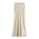 Falda de satén de verano para mujer con cintura alta Elegante falda ancha con lazo Material ligero y aireado Ideal para verano y celebraciones 2