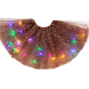 Falda de tul con luces LED para mujer, 40 cm, minifalda de ballet con estampado de estrellas, falda tutú en capas, funciona con pilas 7