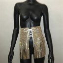 Falda decorativa brillante para mujer con flecos largos Cordón en la parte delantera Atado con cordón Uso sobre pantalones cortos o traje de baño 3
