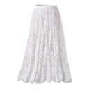 Falda larga de encaje de malla con patrón floral y goma en la cintura para mujer, transparente, para debajo de vestidos, talla única 6