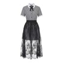 Falda larga de encaje de malla con patrón floral y goma en la cintura para mujer, transparente, para debajo de vestidos, talla única 5