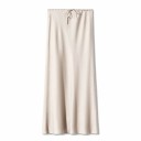 Falda larga de satén con cintura alta, elegante falda de mujer con cordones, falda brillante para mujer, ropa de noche y fiesta. 5