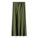 Falda larga de satén maxi para mujer, elegante, brillante, de cintura recta, suave, formal, para noche, graduación, boda y fiesta. 13