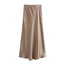 Falda larga de satén para mujer con cintura alta Elegante falda maxi para fiesta de verano Falda de satén Material suave y brillante 4