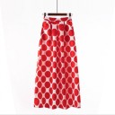 Falda larga maxi para mujer con estampado Corte en A con pliegues Cintura ancha alta Bolsillos laterales Mezcla elástica de poliéster y elastano 22