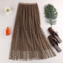 Falda midi de tul con lunares para mujer 3