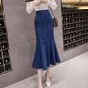 Falda midi vaquera de cintura alta para mujer 6