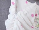 Falda mini blanca para mujer con estampado floral y lunares Fruncido en la parte delantera con cordones Volante de poliéster 3