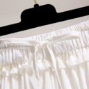 Falda mini de chiffon para mujer con cintura alta Corte amplio con ricos volantes Cintura elástica con cordón ajustable y volante 5