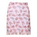 Falda mini para mujer con estampado de ositos Falda rosa de corte recto por encima de la rodilla con dobladillo ondulado Poliéster y spandex 1