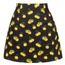 Falda mini para mujer con estampado integral Corte acampanado Cierre con cremallera Algodón con spandex Motivos coloridos de frutas y del mundo 5