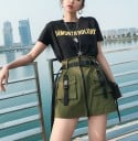 Falda mini para mujer con grandes bolsillos y cinturón Cremallera a lo largo de la parte delantera Bolsillos con hebillas Cintura 4