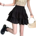 Falda plisada de corte A para mujer con volantes Elegante falda plisada con cintura elástica Falda ligera de verano para uso diario 2