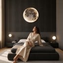Fali lámpa hold formájában 30 x 4 cm 18 W Meleg fehér fény 5–8 m²-es helyiségekhez Fali lámpa hálószobába és gyerekszobába 6