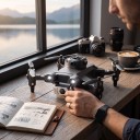 Fällbar mini drönare med dubbel 8K HD-kamera 9,5 x 9,5 x 3 cm Fjärrkontroll med förvaringsutrymme för drönare Framsljus Svart För luftbilder 6