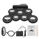 Fällbar silikon USB elektronisk trumset bärbar rullande träningsuppsättning med pedaler, trumstockar och strömkabel 43x28x2.7 cm 1