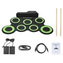 Fällbar silikon USB elektronisk trumuppsättning 2022 bärbar rullande träningsuppsättning med pedaler och trumpinnar olika färger 43x28x2.7 cm 7
