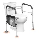 Fällbart säkerhetsräcke för toalett maxlast 136 kg justerbar bredd 44–59 cm höjd 62–77 cm aluminium silver för seniorer 1
