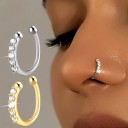 Falošný piercing do nosa bez prepichovania 1 ks Otvorený kroužek so zirkónmi 8 mm Klips na nos aj chrupavku ucha 3