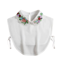 Falsk krage för kvinnor med blommiga broderier Avtagbar krage Dekorativ krage för tröja blus klänning Elegant accessoar 2