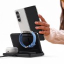 Faltbare drahtlose 3-in-1 Ladegerät 15 W für Samsung Galaxy Z Fold Z Flip Galaxy Watch und Buds mit einstellbarem Winkel 65° Schwarz 4