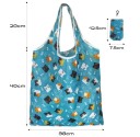 Faltbare Einkaufstasche 38 x 40 cm Blaue Tasche mit Katzendruck Kompakte Taschentasche 7,5 x 12,5 cm Nylontasche mit Griff 2