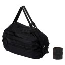 Faltbare Einkaufstasche, schwarz, 40 x 40 cm, aus Nylon, Tragkraft 20 kg, Volumen 48–64 l, strapazierfähige Tasche mit großer Öffnung, platzsparend zusammenfaltbar 1