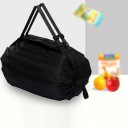 Faltbare Einkaufstasche, schwarz, 40 x 40 cm, aus Nylon, Tragkraft 20 kg, Volumen 48–64 l, strapazierfähige Tasche mit großer Öffnung, platzsparend zusammenfaltbar 3