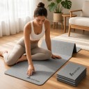 Faltbare Fitnessmatte 183 x 61 x 0,4 cm mit strukturiertem Oberflächenmuster und Orientierungslinien für Yoga, Pilates, Stretching 6