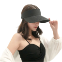 Faltbarer Strohhut mit Schirm für Damen, 56–58 cm, Sommerhut zum Aufrollen mit UV-Schutz, breite Krempe, leere Oberseite, für Reisen 11