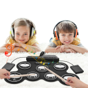 Faltbares Silikon-USB-Elektronik-Schlagzeug-Set tragbares Roll-Übungs-Set mit Pedalen, Sticks und Netzkabel 43x28x2,7 cm 6