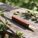 Faltimpfmesser 19,5 cm mit Rindenheber Metallklinge und braunem Holzgriff Für das Impfen und Veredeln von Obstbäumen 7