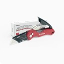 Faltschachtelmesser mit Klingenaufbewahrung 3 Klingenpositionen Sicherheitskartonschneider Messer mit Haken und 3 Ersatzklingen 2