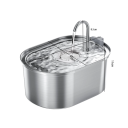 Fântână inteligentă pentru pisici cu hrănitor automat de 3,2 l Fântână de băut din oțel inoxidabil Alimentare USB Funcționare silențioasă Debit dinamic de apă de 1,5 W 4