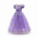 Fantasia de princesa para meninas Vestido longo com mangas balão e cordão Renda e bordado Algodão poliéster e tule 9