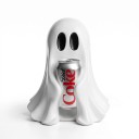 Fantasma decorativo da tavolo Portabicchieri e bevande 20,4 x 16,5 x 18 cm Bianco con occhi neri Decorazione di Halloween per la casa e l'ufficio 1
