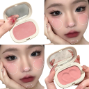 Fard à joues unicolore pigmenté Texture douce et crémeuse Boîtier compact ovale avec miroir Couleurs douces longue tenue pour les joues 3